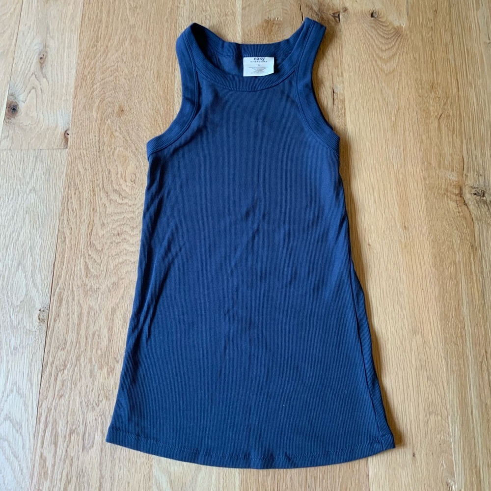 East Standard Rib Fitted Racer Tank Midnight Blue - Picture 3 of 7